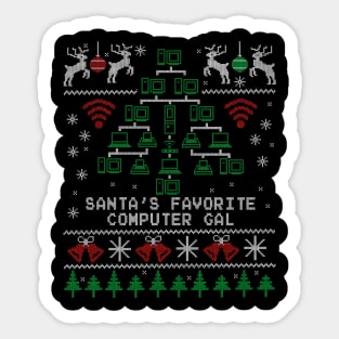 Santa's Favorite Computer Gal Girl Christmas Sticker